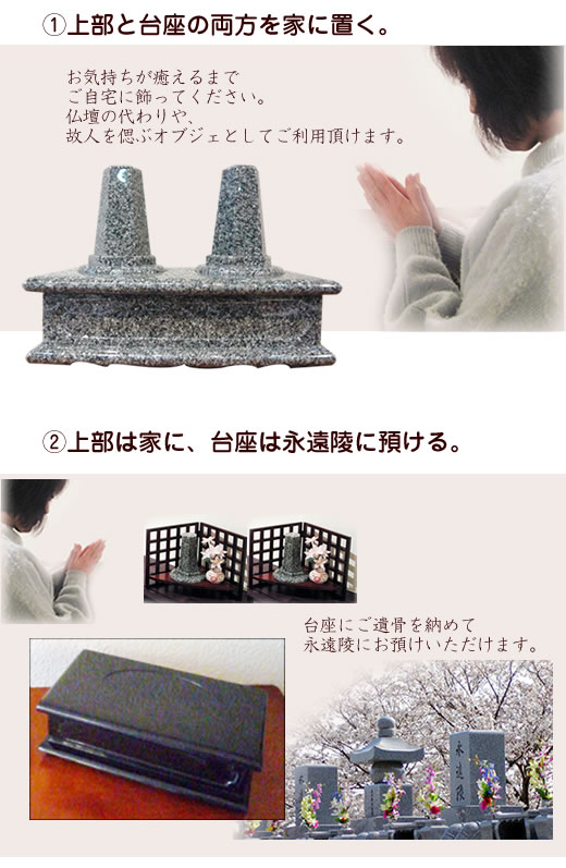 全骨を納めた下部はご自宅に置かれても、永代供養にお預け頂くことも可能です。